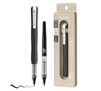 Kuretake ZIG COCOIRO Stylo lettre Noir Corps avec recharge d'encre noire, pointe pinceau extra fine flexible, marqueur rechargeable, pour calligraphie, lettrage à la main, fabriqué au Japon