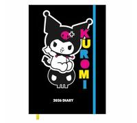 KUROMI (PUNKY) Agenda 2026 A5 DTP 2026, planificateur hebdomadaire sous licence officielle sur 12 mois avec illustration à thème, couverture rigide pour organiser les horaires, l'école, le travail