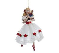 Kurt Adler Clara en Robe de Rose Blanche - Ornament de Noël Suspendu en Résine - Ballet Casse-Noisette