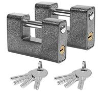 Kurtzy Cadenas Exterieur Ultra Robuste avec 8 Clés (Lot de 2) - Gros Cadenas Monobloc en Acier Solide Trempé - Manille de 12mm d’Épaisseur - Protège Portes Garages, Containers, Barrières et Entrepôts