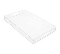 Kurtzy Plateau Transparent en Plastique Acrylique avec Poignées - L50 x l30 cm - Extra Grand Plateau Rectangulaire Anti-Fuite Décoratif - Petit Déjeuner, Thé/Café, Aliments, Boissons
