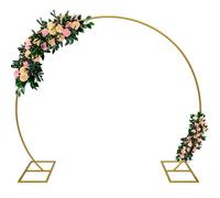Kusamue Kit de support pour arche de ballons, 2,4 m, cadre rond en métal pour arche de mariage, demi-cercle pour fête d'anniversaire, fête prénatale, mariage, remise de diplôme (doré)