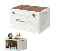 Kustimantu Caisse de Rangement avec Couvercle 30L Rangement Van Aménagé avec Roulettes Pliable et Empilable Bac de Storage pour Camping, Coffre de Voiture, Maison