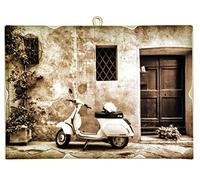 KUSTOM ART Tableau Décoration Murale Affiche Vintage Série Vespa PK Impression de Collection sur Bois 25 x 18 cm