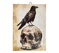 KUSTOM ART Tableau style vintage corbeau sur le crâne du film I Mercenari Expendables avec S. Étalon Impression sur bois 25 x 18 cm.