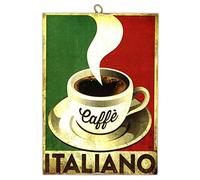 KUSTOM ART Tableau tableau style vintage café italien de collection Impression sur bois découpé au laser - Idée cadeau