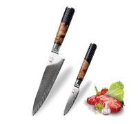 KUTOYAMA - Set de 2 couteaux Damas nid d'abeille chef 19cm + office 8cm