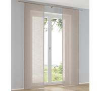 Kutti Lot de 2 rideaux coulissants Boston Taupe aspect lin avec tringles et panneaux B 60 x H 225 cm