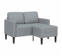 KUTYWEXFM Canapé 2 places avec méridienne en forme de L, tissu gris clair | Canapé d'angle compact en tissu pour petit salon et appartement, rembourrage épais avec cadre en bois et métal robuste.