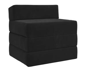 KUTYWEXFM Canapé-lit pliable en velours noir 200 x 70 x 15 cm | Fonction pliable 2 en 1 qui transforme rapidement le fauteuil en matelas de sol pour chambre d'amis, salon et petits espaces.