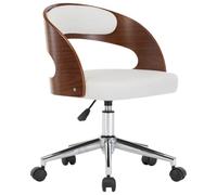 KUTYWEXFM Chaise de salle à manger pivotante blanche en bois de hêtre | Fauteuil pivotant réglable en hauteur avec roulettes lisses et dossier ergonomique pour salle à manger, bureau et étude.