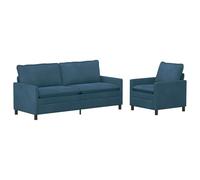 KUTYWEXFM Ensemble de canapé 2 pièces en velours bleu 4 places avec cadre | Ensemble de meubles rembourrés élégants pour le salon et la chambre d'amis, avec coussin doux double couche et housse facile
