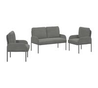 KUTYWEXFM Ensemble de canapé 3 pièces moderne gris foncé contreplaqué métal | Ensemble de canapé 3 places confortable avec housse rembourrée robuste et pieds en métal pour une touche élégante dans le
