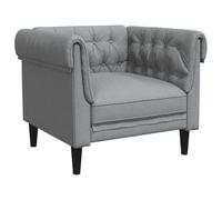 KUTYWEXFM Fauteuil Chesterfield gris clair canapé 1 place en polyester 78,5 | Fauteuil rembourré compact pour salon et chambre à coucher avec rembourrage en mousse confortable et accoudoirs roulés