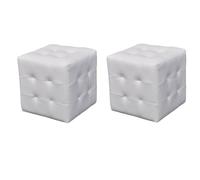 KUTYWEXFM Lot de 2 tabourets cubiques en cuir synthétique - Blanc - 30 x 30 | Pouf cube polyvalent pour salon et chambre à coucher, housse en cuir synthétique facile d'entretien, idéal comme tabouret