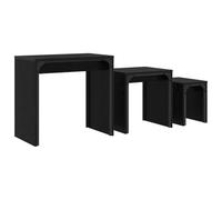 KUTYWEXFM Lot de 3 tables basses aspect chêne noir 60 x 35 x 56 cm | Trio compact coulissant pour le salon : trois tables d'appoint flexibles avec surface aspect chêne robuste.