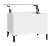 KUTYWEXFM Table basse réglable en hauteur - 60 x 44,5 x 45 cm - Blanc | Table de salon fonctionnelle avec plateau relevable et compartiment caché pour ranger pendant le repas ou le travail.