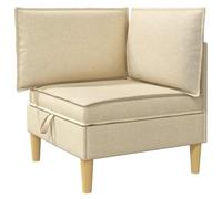 KUTYWEXFM Tabouret rembourré carré avec espace de rangement en tissu | Pouf cube polyvalent pour salon et chambre à coucher avec assise rembourrée, pieds et compartiment marrons.