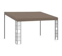 KUTYWEXFM Tonnelle murale, 4 x 3 m, taupe, pergola, auvent pour terrasse | Pare-soleil robuste pour terrasse et cour avec cadre en acier robuste et toit protecteur en polyester taupe.