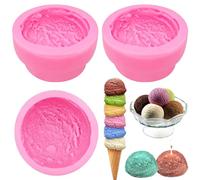 KuuGuu Lot de 3 moules en silicone en forme de boule de glace 3D - Moule à biscuit - Moule à pâtisserie pour chocolat, pudding, mousse, fondant, décoration de gâteau, argile, savon, bougie