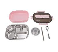 Kuuleyn Bento Lunch Box, Bento Box Adulte Lunch Box, Boîte à Lunch En Acier Inoxydable Boîte De Rangement Thermique Avec Bol à Soupe Baguettes Cuillère Pour Adultes Enfants(Rose)