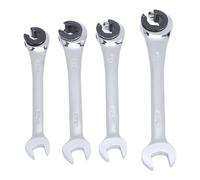 Kuuleyn Jeu de 4 clés à cliquet, jeu de clés à cliquet, tête flexible ouverte métrique de 10 à 17 mm, extrémité ouverte réglable pour les écrous de conduites de climatisation de