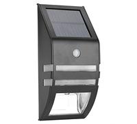 Kuuleyn Lumières de clôture extérieures, 2 lampes de sécurité de jardin en acier inoxydable pour éclairage mural de chemin à LED Capteur de mouvement PIR à énergie solaire(noir)