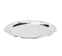 Kuuleyn Plateau de Service Ovale argenté en Acier Inoxydable, Plateau décoratif Vintage en Acier, Plateau d'apéritif de 28 cm, présentoir à Bijoux pour Buffet, fête de Mariage, (28CM)