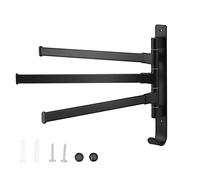 Kuuleyn Porte-Serviettes, Cintre Pliant à 3 poteaux, Support Mural Rotatif en Aluminium Noir Mat, résistant à la, télescopique, Pliable, Gain de Place, Moderne et élégant pour