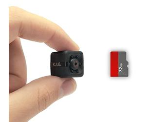 KUUS C1 Plus Petite Mini Caméra Espion d'europe 2,3cm Caméra Cachée sans WiFi Full HD 1080P, Micro Espion Discrète, Camera Surveillance sans Internet, SD 32 Go Class 10 U3 ISO 10000+ Vendus Pack
