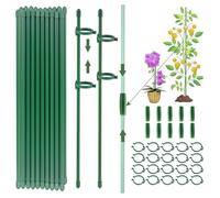 Kuvarix 20 Pièces Tuteurs pour Plantes, Vert Tuteur Plante Intérieur avec 20 Clip Plante & 10 Tiges Tube d'extension, Supports Tige Plantes pour orchidées, Pivoines（90PCS）