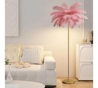 KUviez Lampadaire en plumes d'autrucheLampadaire, éclairage domestique, lampe de chevet, lampe sur pied pour salon, maison de lecture, chambre à coucher, décoration de bureau à domicile