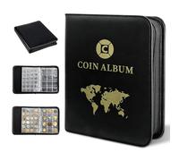 KUWUNG Album Pièces de Monnaie 360 Pochettes, Classeur avec Zip 3,5/4,5 cm
