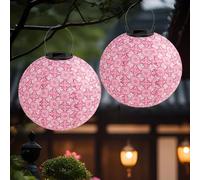 KUWUNG Lanternes Solaires dextérieur résistantes aux intempéries, lot de 2 Lanternes Solaires Suspendues en Nylon de 10 pouces, Lanternes LED pour jardin, balcon, patio, décoration de festival