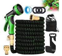KUWUNG Tuyau Arrosage Extensible 15m avec 10 Fonctions Pulvérisation, 50ft Tuyau Extensible avec 3 Couches Latex, Tuyau darrosage Flexible Sans Pli avec Adaptateur 3/4 et 1/2 Pouce