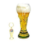 KUWUNG Verre à Bière Football, 500ml Chopes à Bière, Verre a Biere Personnalisé avec Décapsuleur en Forme de Trophée, Convient pour les Fêtes Famille et les Soirées Football (Version transparente)