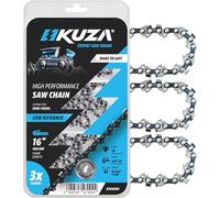 KUZA 40 cm (16") Chaîne de tronçonneuse 3/8" LP 1,3 mm (.050") 56 maillons - compatible avec Husqvarna, Greenworks, Craftsman, Poulan, Homelite, Makita, Jonsered, Echo, 91pj056x, 713-05276 (lot de 3)
