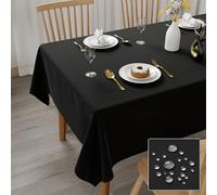KVALY Nappe Rectangulaire Noir Imperméable en Polyester, 150 x 240 cm | Nappe rectangulaire noir anti-tache lavable, pour salle à manger, Noël, jardin, fêtes et mariages
