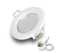 Kwazar Luminaire - Spot encastrable GU10 - Spot LED, Spot de Plafond, Spot encastrable - Cadre d'encastrement Rond avec Ampoule GU10 7W Blanc Neutre 4000K - pour Salon, Cuisine - RIK15 - Set Blanc