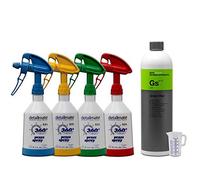 Kwazar Mercury Super Pro Lot de 4 flacons pulvérisateurs de 0,5 l + 1 l de nettoyant universel Green Star + verre doseur de 50 ml