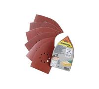 kwb Papier abrasif multi-usages 107x175 mm en corindon supérieur de granulométrie 60, 120, 180, changement sans outil, encollage résine et support papier renforcé pour le bois et le métal