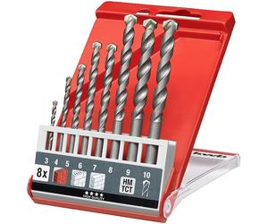 kwb 39800 acier thermo-traité Jeu de forets spiralés pour pierre 8 pièces 3 mm, 4 mm, 5 mm, 6 mm, 7 mm, 8 mm, 9 mm, 10 mm tige cylindrique 8 pc(s)