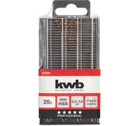 kwb 424290 Titane HSS Jeu de forets pour le métal 20 pièces 0.3 mm, 0.35 mm, 0.4 mm, 0.45 mm, 0.5 mm, 0.55 mm, 0.6 mm, 0.65 mm, 0.7 mm, 0.75 mm, 0.8 mm, 0.85