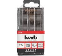 kwb 424290 Titane HSS Jeu de forets pour le métal 20 pièces 0.3 mm, 0.35 mm, 0.4 mm, 0.45 mm, 0.5 mm, 0.55 mm, 0.6 mm,