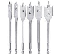 KWB Kit de fraisage 512490 – jeu de 6 mèches plates pour bois 10/12/16/18/20/25 mm