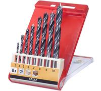 KWB Jeu de forets pour le bois 514100 – Mèches hélicoïdales acier CV Ø 3–10 mm 8 pièces