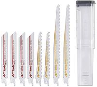 kwb Jeu de 8 lames de scie sabre pour le bois et le métal - Avec boîte de rangement - Convient aux queues de renard électriques