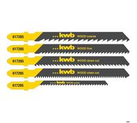 KWB Jeu de lames de scie sauteuse 617285 – 5 pièces HCS pour bois, queue en T