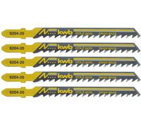 KWB Lames de scie sauteuse 620425 – HCS pour bois, tige en T, denture plongeante – 5 pces