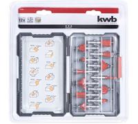 kwb 757295 Jeu de fraises pour défonceuse Carbure de tungstène Diamètre de tige 8 mm 12 pièces